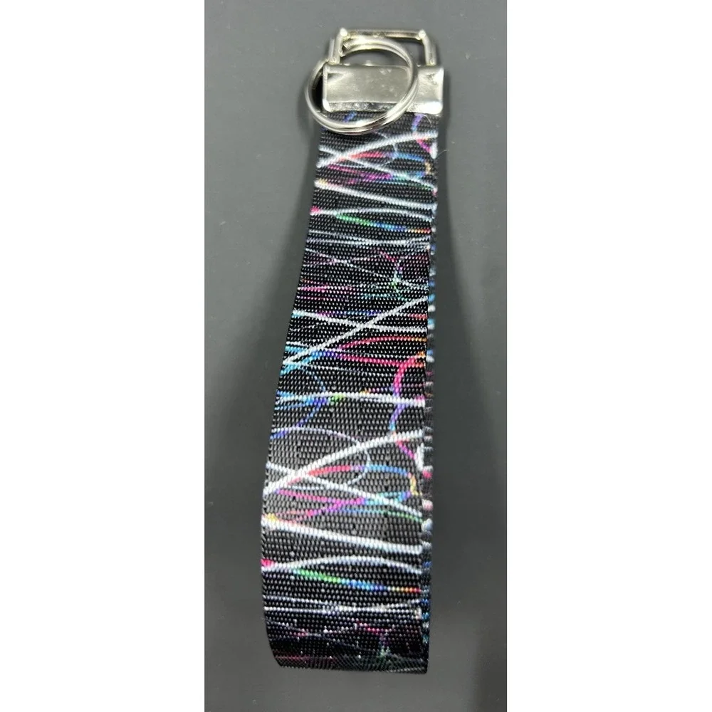Scribble On Black Key Fob Wristlet Lanyard Strap 1